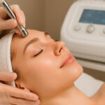 Specialist performing microdermabrasion treatment to improve skin texture.