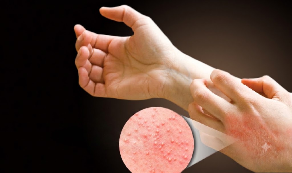 Latex allergy symptoms causing skin irritation and allergic reactions